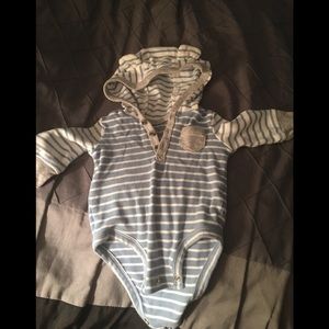 Long sleeve onesie with ears on the hood